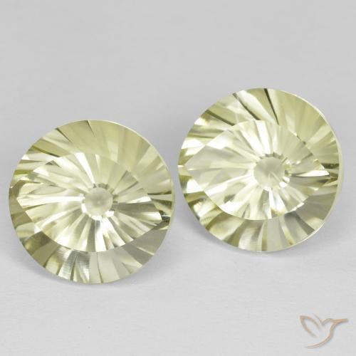 Gemas de Cuarzo Amarillo claro medio natural de 11.46 ct, Redondo, VVS