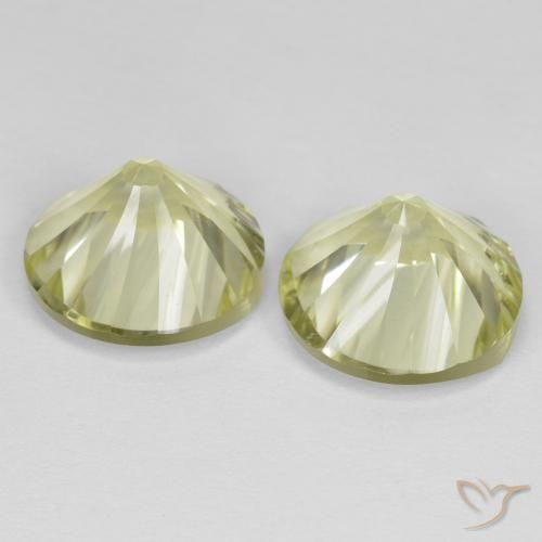 Gemas de Cuarzo Amarillo claro medio natural de 11.46 ct, Redondo, VVS