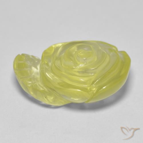 Cuarzo Amarillo limón natural de 15.20 ct, Corte Flor, Transparente