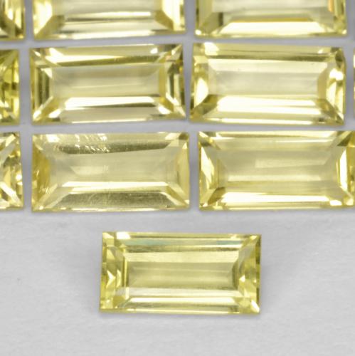 Gemas de Cuarzo Amarillo claro natural de 1.33 ct, Corte Baguette, VVS-VS