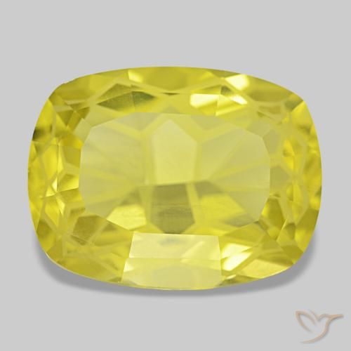 Cuarzo amarillo natural de 11,85 ct, corte cojín, VS