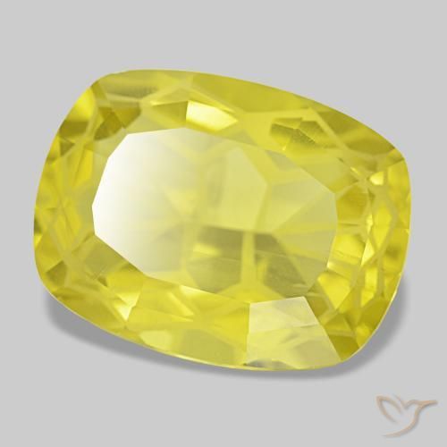 Cuarzo amarillo natural de 11,85 ct, corte cojín, VS