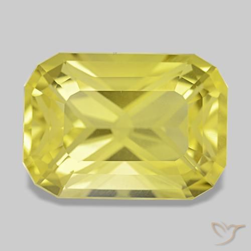 Cuarzo amarillo natural de 8,97 ct, corte esmeralda, VVS