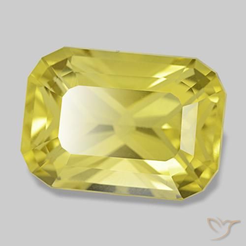 Cuarzo amarillo natural de 8,97 ct, corte esmeralda, VVS