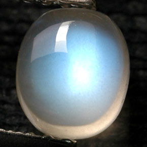 Piedra de luna arcoíris blanco natural de 1,09 ct, transparente, transparente / translúcido