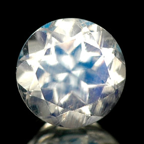 Piedra de luna arcoíris blanco natural de 0,80 ct, transparente, transparente / translúcido