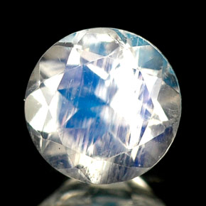 Piedra de luna arcoíris blanco natural de 0,80 ct, transparente, transparente / translúcido
