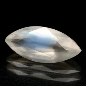 Piedra de luna arcoíris blanco natural de 1,58 ct, transparente, transparente / translúcido