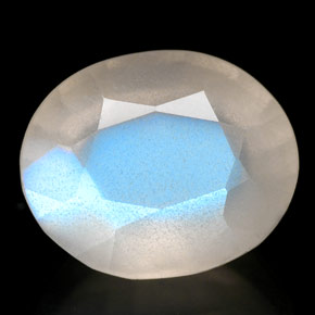 Piedra lunar arcoíris Blanco azul natural de 2.33 ct, Transparente, Transparente / Translúcido
