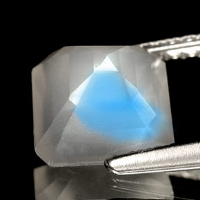 Piedra lunar arcoíris Azul blanquecino natural de 1.52 ct, Transparente, Transparente / Translúcido