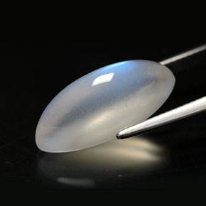 Piedra lunar arcoíris Blanco azul natural de 8.94 ct, Transparente, Transparente / Translúcido