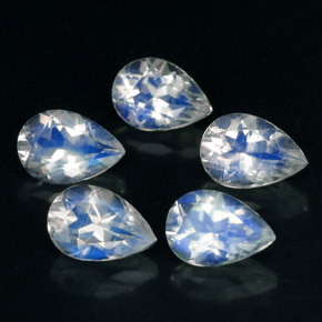 Gemas de piedra de luna arcoíris azul natural de  ct, en forma de pera, VS