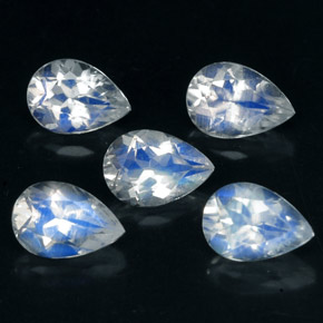 Gemas de piedra de luna arcoíris azul natural de  ct, en forma de pera, VS