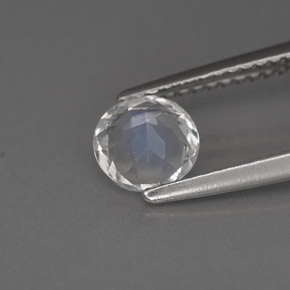 Piedra de luna arcoíris blanco natural de 0,77 ct, corte redondo, VS