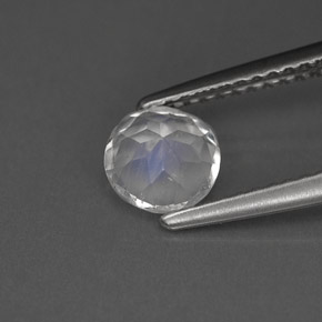 Piedra de luna arcoíris blanco natural de 0,72 ct, corte redondo, VS