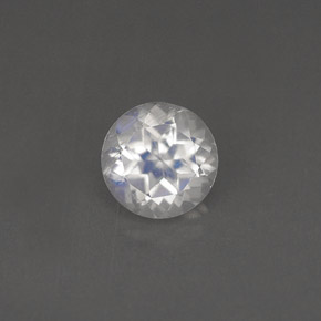 Piedra de luna arcoíris blanco natural de 0,75 ct, corte redondo, VS
