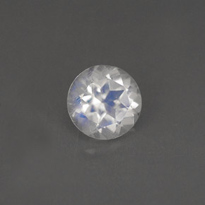 Piedra de luna arcoíris blanco natural de 0,75 ct, corte redondo, VS