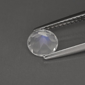 Piedra de luna arcoíris blanco natural de 0,75 ct, corte redondo, VS
