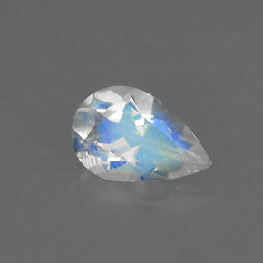 Piedra lunar arcoíris Blanco azul natural de 0.66 ct, En forma de pera, VVS-VS