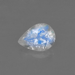 Piedra lunar arcoíris Blanco azul natural de 0.65 ct, En forma de pera, VVS-VS