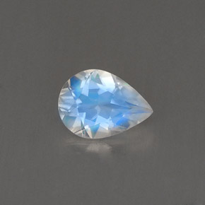 Piedra lunar arcoíris Blanco azul natural de 0.52 ct, En forma de pera, VVS-VS