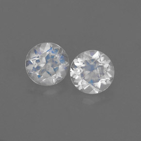 Gemas de piedra de luna arcoíris blanco natural de  ct, corte redondo, VS