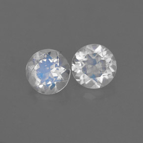 Gemas de piedra de luna arcoíris blanco natural de  ct, corte redondo, VS