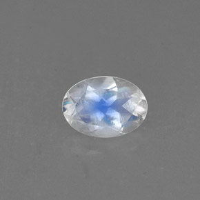 Piedra de luna arcoíris blanco natural de 0,75 ct, corte óvalo, VS