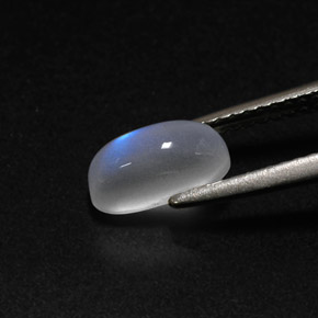 Piedra lunar arcoíris Blanco azul natural de 1.39 ct, Transparente, Transparente / Translúcido