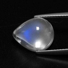 Piedra de luna arcoíris blanco natural de 5,44 ct, en forma de pera, transparente