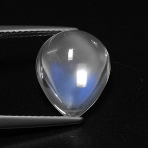 Piedra de luna arcoíris blanco natural de 5,44 ct, en forma de pera, transparente