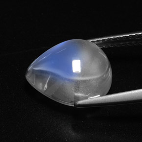 Piedra de luna arcoíris blanco natural de 5,44 ct, en forma de pera, transparente