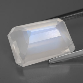 Piedra lunar arcoíris Blanco azul natural de 8.24 ct, Transparente, Transparente / Translúcido