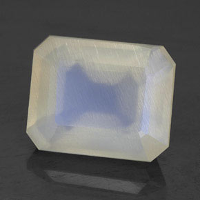 Piedra de luna arcoíris blanco natural de 5,10 ct, transparente, transparente / translúcido