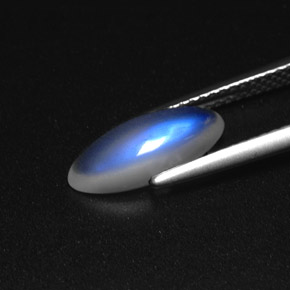 Piedra lunar arcoíris Blanco azul natural de 1.72 ct, Transparente, Transparente / Translúcido