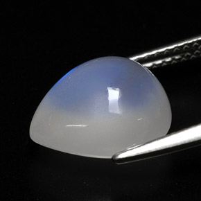 Piedra lunar arcoíris Blanco azul natural de 5.54 ct, Transparente, Transparente / Translúcido