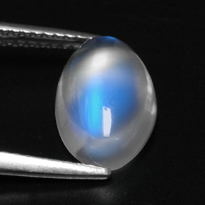 Piedra de luna arcoíris blanco natural de 2,88 ct, corte óvalo, transparente