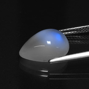 Piedra de luna arcoíris blanco natural de 4,41 ct, en forma de pera, translúcido