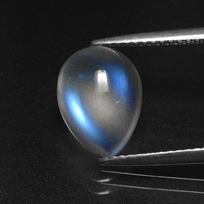 Piedra lunar arcoíris Blanco azul natural de 2.95 ct, Transparente, Transparente / Translúcido