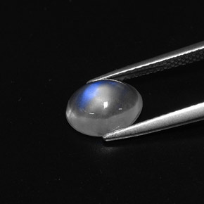 Piedra de luna arcoíris blanco natural de 1,57 ct, corte óvalo, transparente