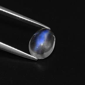 Piedra de luna arcoíris blanco natural de 1,85 ct, corte óvalo, transparente