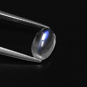 Piedra de luna arcoíris blanco natural de 1,50 ct, corte óvalo, transparente