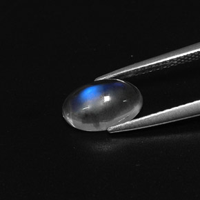 Piedra de luna arcoíris blanco natural de 1,50 ct, corte óvalo, transparente