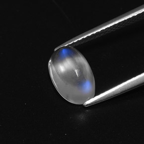 Piedra lunar arcoíris Blanco azul natural de 2.38 ct, Corte Óvalo, Transparente