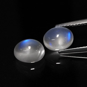 Gemas de Piedra lunar arcoíris Blanco azul natural de  ct, Corte Óvalo, Translúcido