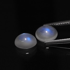 Gemas de Piedra lunar arcoíris Blanco azul natural de  ct, Corte Óvalo, Translúcido