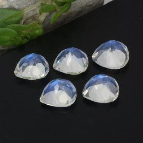 Gemas de piedra de luna arcoíris blanco natural de 1,89 ct, en forma de pera, transparente