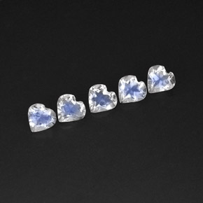 Gemas de piedra de luna arcoíris blanco natural de  ct, forma de corazón, transparente