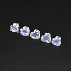 Gemas de piedra de luna arcoíris blanco natural de  ct, forma de corazón, transparente