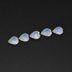 Gemas de piedra de luna arcoíris blanco natural de  ct, forma de corazón, transparente